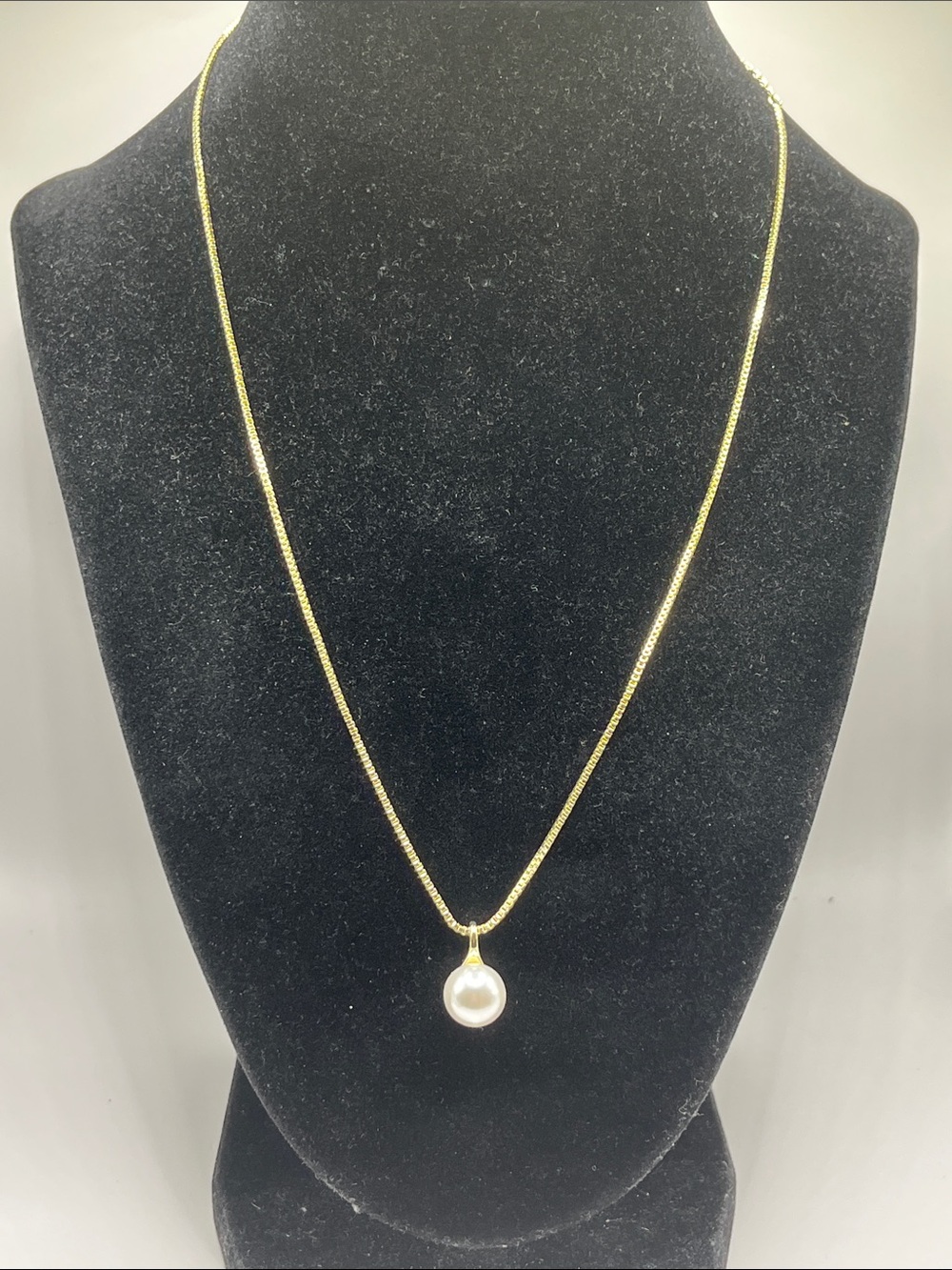 Gold Pearl Pendant Necklace 18" NIB